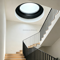 Fenêtre de toit motorisée automatique ronde en aluminium avec pare-soleil intégré, moustiquaire anti-moustiques, étanche, pour villa, sous-sol, cage d'escalier