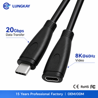 Câble d'extension USB-C 3.2 Gen 2x2 LUNG KAY 20 Gbit/s 100 W PD Vidéo 8K Type C pour MacBook Pro SSD Moniteur OEM