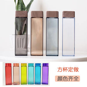 Borraccia portatile personalizzata in plastica opaca con foro rotondo, per tazza d'acqua, usa e getta, quadrata, con logo - Product Image 3