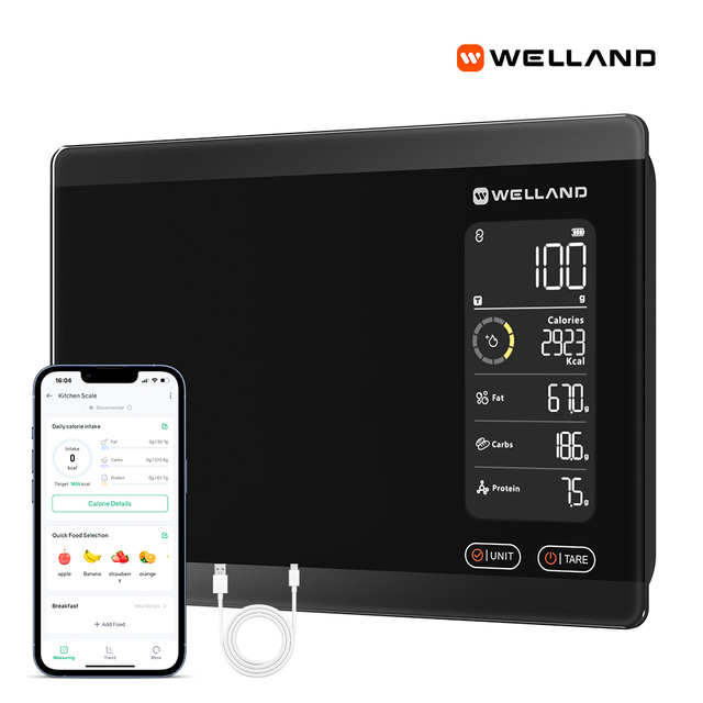 Stainless Steel for Blue-tooth Smart Digital Kitchen Food Scale Nutrition Balance App Battery-Powered Weight Measuring Nutrition