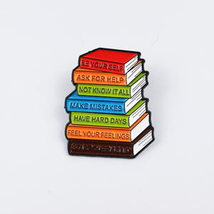 Broche en métal avec lettres anglaises, design créatif livre et sommet de montagne, accessoire décoratif pour sac à dos et vêtements - Product Image 6