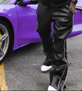 KY Custom Piping pantaloni bianchi da uomo elastico in vita <span class=keywords><strong>Jogger</strong></span> pantaloni impilati pantaloni a gamba dritta con coulisse pantaloni larghi in poliestere - Product Image 2