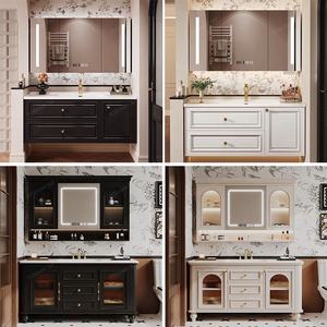 Американский Винтажный стиль настенный плавающий роскошный набор туалетных столиков для ванной комнаты с ящиками и зеркалом - Product Image 6