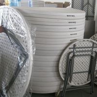 Location à bas prix 10 personnes cercle rond durable portable gain de place blanc pliant Banquet Tables en plastique pour mariage événement fête