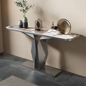 Mesa Consola de Estilo Italiano de Lujo Ligero con Tapa de Pizarra de Acero, Mueble de Almacenamiento Moderno y Sencillo para Sala de Estar o Entrada - Product Image 4