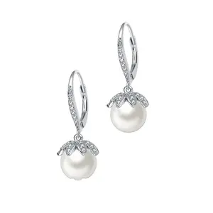 Keiyue 925 argent sterling levier arrière véritable lustre perle bijoux boucles d'oreilles perle d'eau douce boucles d'oreilles