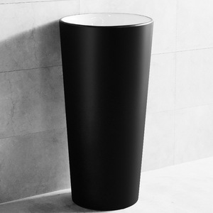 Ceramic Pedestal <b>Basin</b> <b>Round</b> Floor Standing One Piece Easy Cleaning Bathroom Sink - Product Image 2