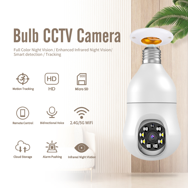 New Design Bulb Security Camera for Indoor Monitor Wireless Light Bulb Socket 360 Pan Tilt Rotation Wifi Ptz Camera