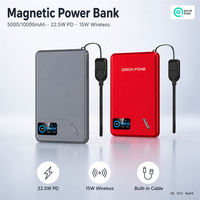 Banque d'alimentation magnétique sans fil QSF avec support intégré et câble USB-C, charge rapide PD 22,5 W, affichage numérique pour les voyages d'affaires