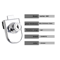 Clip d'armoire en verre non perforé de cylindre de serrure ouvert antivol durable pour la serrure de téléphone portable d'affichage de centre commercial de 5mm-8mm