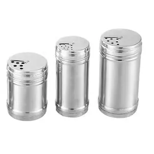 Kitchen non-magnetic condiment pot stainless steel can be rotated multi-purpose cooking for uniform powder spraying seasoning