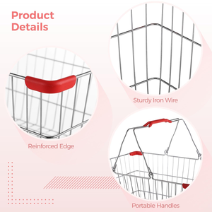 Electroplated Steel Handheld Shopping <b>Basket</b> Convenient Store <b>Storage</b> <b>for</b> Vegetables From Metal Supermarket - Product Image 2