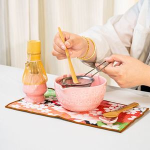 Luxury Modern Japandi Design Ceramic Matcha <b>Tea</b> With Sakura Bowl Spout Porcelain Whisk Coffee Utensils Pink <b>Box</b> Full Set - Product Image 2