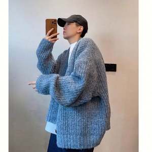 Pull-over décontracté à boutons pour hommes, col en V, manches longues, pull standard en laine, couleur unie, automne - Product Image 6