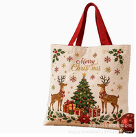 Sacs fourre-tout et sacs cadeaux à cordon personnalisés en toile pour Noël, avec motifs Père Noël, rennes et sapin, emballage de fêtes, fournisseur d'usine en gros
