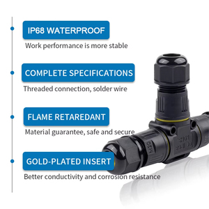 IP68 Waterproof <b>Connector</b> T-Type Wire and Cable <b>Quick</b> Push Coupling M20T 2/3Core Outdoor Street Lamp Rainproof Terminal Block - Product Image 4
