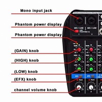 Mini Table de Mixage Audio Contrôleur DJ Console Audio 4 Canaux pour Ordinateur Domestique Diffusion en Direct