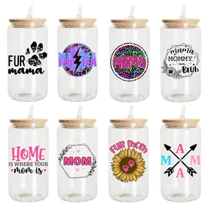 Factory specializes in custom 16 oz Decal logo UV dtf Sticker cup packaging Transfer UV dtf cup packaging Decal for cups