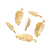 Pendentif en plume d'oiseau en gros, breloque en acier inoxydable, charme animal, titane, fabrication de bijoux DIY, plaqué PVD 18K, bijoux DIY