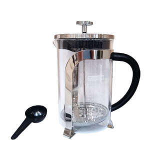 Sustainable double filter stainless steel glass French coffee press pot with lid