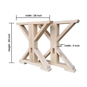 Rubber Wood Carved X-Frame Dining <b>Table</b> <b>Legs</b> with Iron Finish Modern Design for Outdoor & Hospital Use - Product Image 2