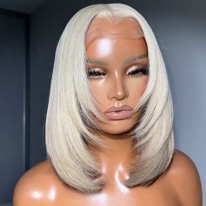 Perruques Lace Frontal en Cheveux Humains Couleur Blond Platine avec Dentelle Transparente Pré-Pluckée pour Femmes - Product Image 3