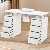 Noir Rose Blanc Nail Art Tech Spa Station Esthétique 8 Tiroirs 8 Roues Roulant Manucure Nail Table de Bureau avec Collecteur de Poussière
