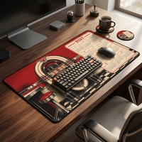 Tapis de souris de jeu rétro vintage XL, tapis de bureau étendu avec dessous rond en tissu Jiaji, base en caoutchouc, 800 x 300 mm