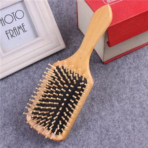 Renkli gökkuşağı dalga pimleri ahşap saplı ahşap fırça uzun saç fırçası - Product Image 4