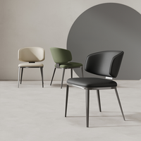 Chaise de salle à manger minimaliste moderne de luxe en métal et simili cuir pour l'ameublement de la maison