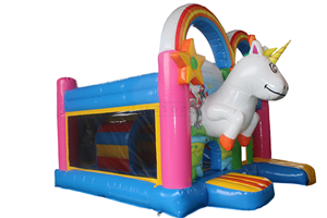 Château gonflable à thème <span class=keywords><strong>licorne</strong></span> magique LilyToys avec toboggan pour fête en plein air et aire de jeux - Product Image 5