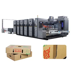 Flex Corrugated Carton Box Printing Slotting Die Cutting Gluer Folder Making Linkage Line Machine