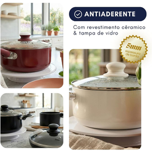 6 Piece Glass Lids Bakelite Handles Oven Dishwasher Safe Modern Design for Gas <b>Induction</b> Stoves Ceramic Non-Stick <b>Cookware</b> <b>Set</b> - Product Image 2