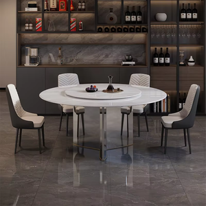 Mesa de comedor italiana de lujo, mesa de comedor redonda de mármol de piedra de lujo, mesa de comedor moderna simple para el hogar de Villa de gama alta - Product Image 5