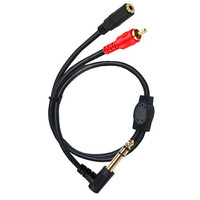 Câble adaptateur RCA mâle coudé à 90 degrés 6,35 mm mono vers double canal 3,5 mm pour microphone, mixeur, amplificateur