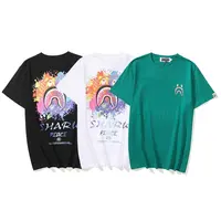 2022 New Style Unisex Bape Casual T-shirt Mink Shark Graffiti Printing T-shirt Loose Round Neck Fashion T-shirt