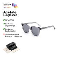 Lunettes de soleil carrées en acétate épais avec logo personnalisé pour grossistes, protection UV400 TAC, style urbain classique pour hommes