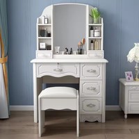 Ensemble de coiffeuse moderne avec miroir et chaise pour le salon grand rangement ensemble de bureau de vanité de salle de bain
