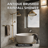 Robinet de douche thermostatique encastré en laiton brossé style antique avec jet pluie, installation facile