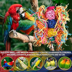 5pcs Colorful Bird Rope Perch with Bell Chewing Shredding <strong>Foraging</strong> <strong>Toys</strong> Parakeet <strong>Parrot</strong> Swing Climbing Standing Hanging <strong>Toys</strong> - Product Image 4