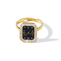 Ensemble de bijoux de luxe étanche et inaltérable avec horloge à chiffres romains, design montre en acier inoxydable, bracelet, bague et boucles d'oreilles