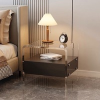 Table de chevet en acrylique transparent avec tiroir, table de chevet moderne pour chambre à coucher, petite table d'appoint avec rangement