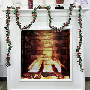 Guirlande de Noël en PVC écologique de 15 pieds avec un style moderne <span class=keywords><strong>et</strong></span> une bordure en ruban pour la décoration intérieure des fêtes - Product Image 3