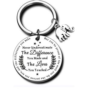 Ne <span class=keywords><strong>sous</strong></span>-estimez jamais la différence merci porte-clés retraite cadeau de départ pour les collègues cadeau enseignant porte-clés inspirant - Product Image 1