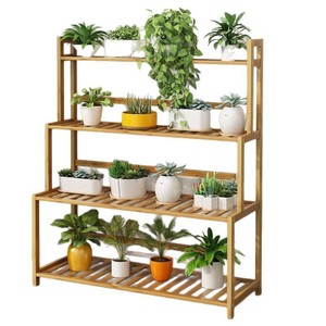 Bamboo Flower Stand Multi Tiered Indoor Plant Rack Freestanding Rectangular For Living Room Balcony Decorative <b>Planter</b> Shelf - Product Image 5