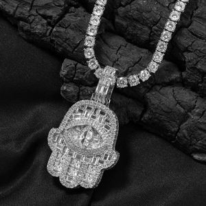 Lucky Hip Hop Iced Out chapado en oro Hamsa mano colgante personalizado moda joyería colgantes encantos Fátima mano collar - Product Image 5