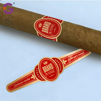 Étiquettes personnalisées découpées sur mesure, écologiques, imperméables, pour cigares, avec logo, autocollantes, dorées, à paillettes, estampage à chaud rouge, vinyle brillant/mat