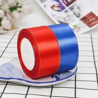 Ruban en satin simple face 100 % polyester, 4 cm, double bordure dorée, vente en gros d'usine, pour décoration de gâteaux, boîtes à bonbons et mariages