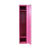 Armoire à une porte rose, casiers métalliques verrouillables pour le rangement des vêtements à l'école, au gymnase