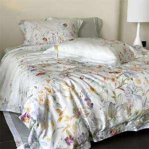 Juego de Edredón de Verano de Lujo Premium 80S <span class=keywords><strong>Lyocell</strong></span>, 4 Piezas, Elegante Estampado Floral Digital, Relleno de Fibra de Proteína de Seda, Enfriamiento Instantáneo - Product Image 3